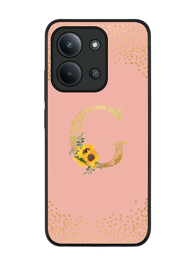 For Xiaomi Poco C85 4G Case,Slim fit Camera Protection, Shockproof Thin Phone cover  - Custom Floral Monogram - G  (Rose Pink )